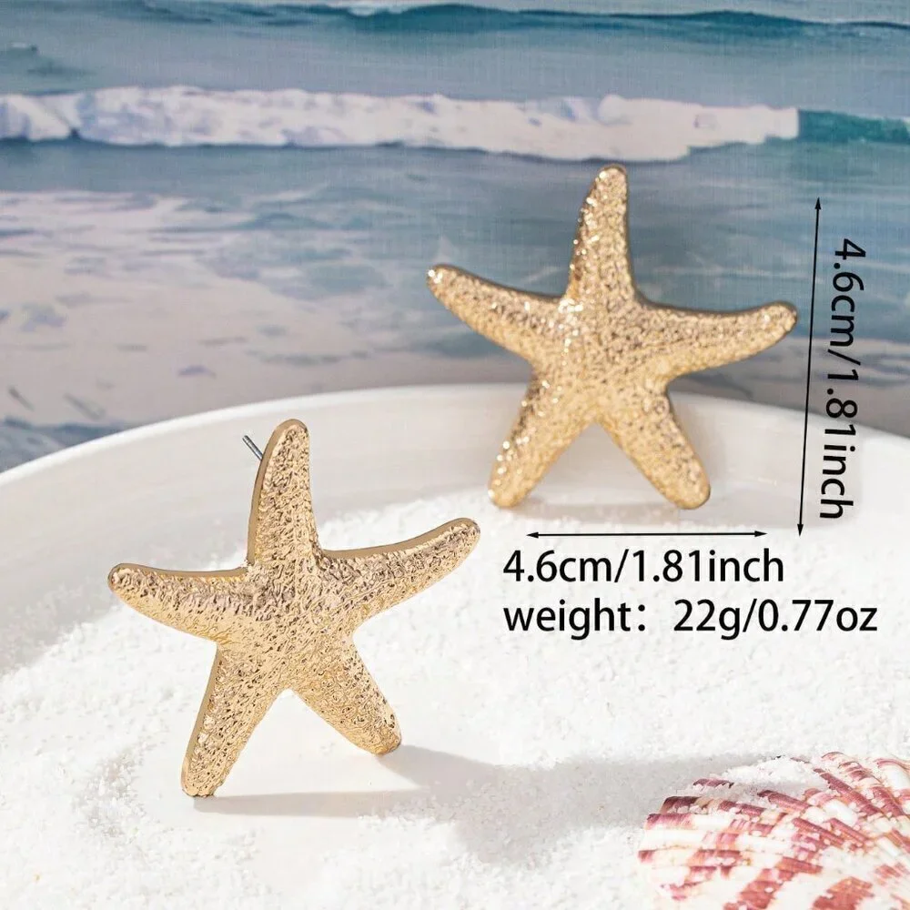 Gold Sexy Women's Cross-Border Hot-Selling Ocean-Themed Starfish Earrings